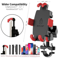 Load image into Gallery viewer, ABITLOP Motorcycle Bike Phone Mount with Vibration Dampener, 360°Motorcycle Bike Phone Holder for 4.7”-7.1”, Super Stable Nylon with Silicone Universal Handlebar Phone Mount (Red)
