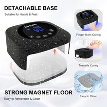 Load image into Gallery viewer, Lavinda 54W UV Nail Lamp, UV Light for Gel Nails, Cordless Rechargeable UV LED Nail Lamp Nail Light with 4 Timer and LCD Display, Professional Fast Curing Lamp Nail Dryer with Black Rhinestone
