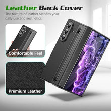 Load image into Gallery viewer, Hovisi for Samsung Galaxy Z Fold 7 Case with [S Pen] [with Hinge Protective &amp; Screen Protector] Leather Back Case, Protective Phone Case for Samsung Galaxy Z Fold 7 5G Phone Case with S Pen Black
