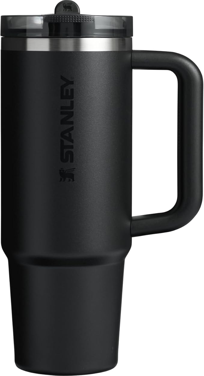 Stanley Quencher ProTour Flip Straw Tumbler with Leakproof Lid 30 oz | Built-In Straw & Handle | Cupholder Compatible for Travel | Insulated Stainless Steel Cup | BPA-Free | Black Solid