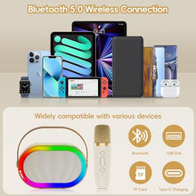 Load image into Gallery viewer, HWWR Karaoke Machine for Kids Adults, Portable Bluetooth Speaker Mini Karaoke Machine with Wireless Microphones &amp; LED Lights for Home Parties,Easter Christmas Birthday Gifts for Girls Boys Age 3-12+
