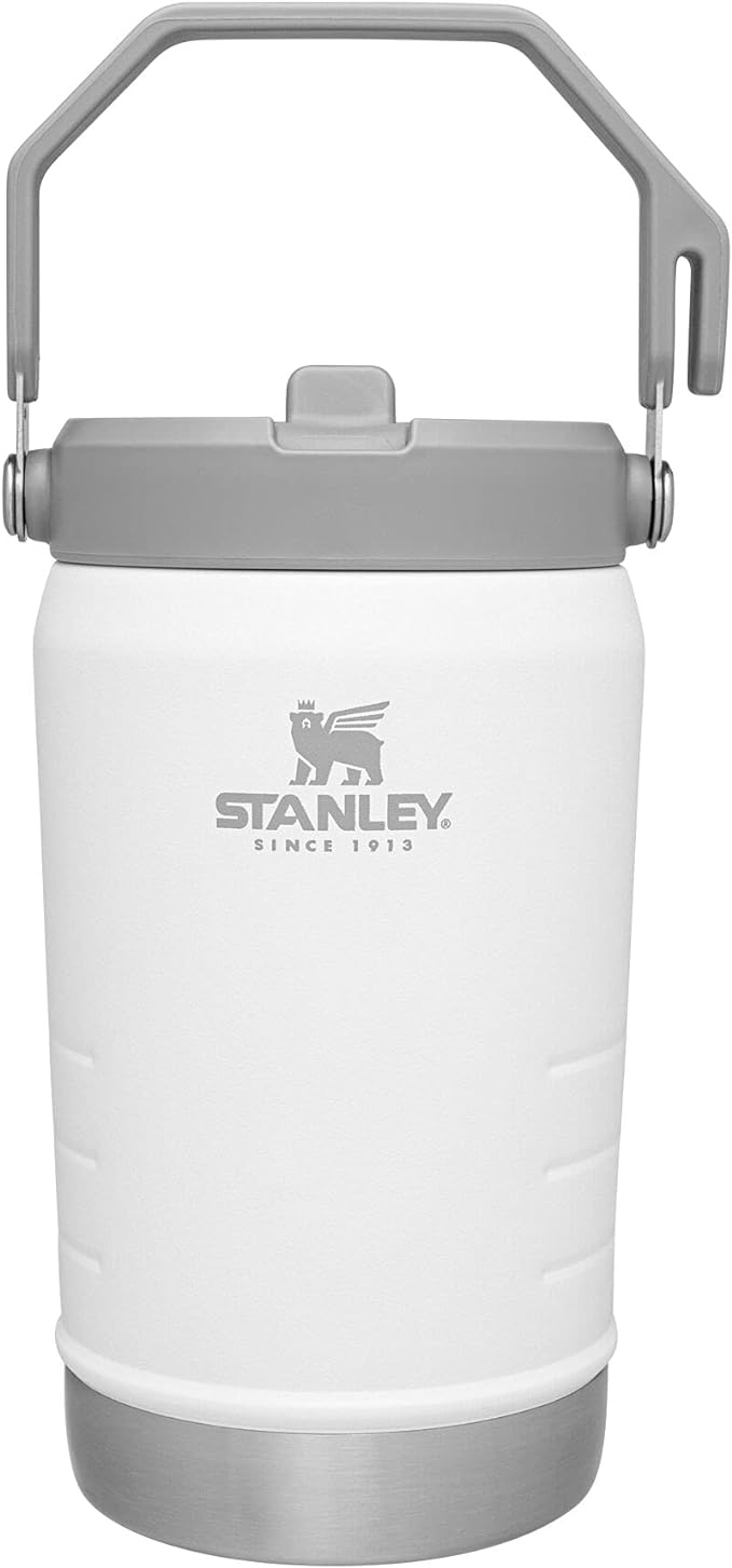 Stanley IceFlow Stainless Steel Water Jug with Straw, Vacuum Insulated Water Bottle for Home and Office, Reusable Tumbler with Straw Leak Resistant Flip, Polar, 40OZ