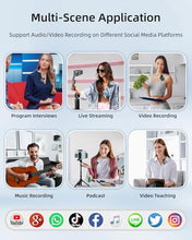 Load image into Gallery viewer, KOSCHEAL 2 Pack Mini Microphone, 3 in 1 Wireless Microphone for iPhone iPad, Camera and Android Devices with Noise Cancellation,Lapel Mic for Video Recording Vlog, YouTube, Interview
