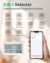 Load image into Gallery viewer, ELECTOP Portable Carbon Monoxide Detectors, WiFi Co Gas Monitor for Air Quality, [3-in-1] CO Detector, Humidity, Temperature Meter, CO Sensor Alarm Detector with Lanyard for Home and Travel
