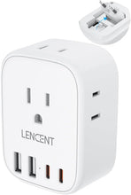 Load image into Gallery viewer, European Travel Plug Adapter, LENCENT International Type-C Foldable Power Plug with 4 Outlets, USB C Charger Adaptor, US to Most of Europe EU Iceland Spain Italy France Germany, Cruise Ship Approved
