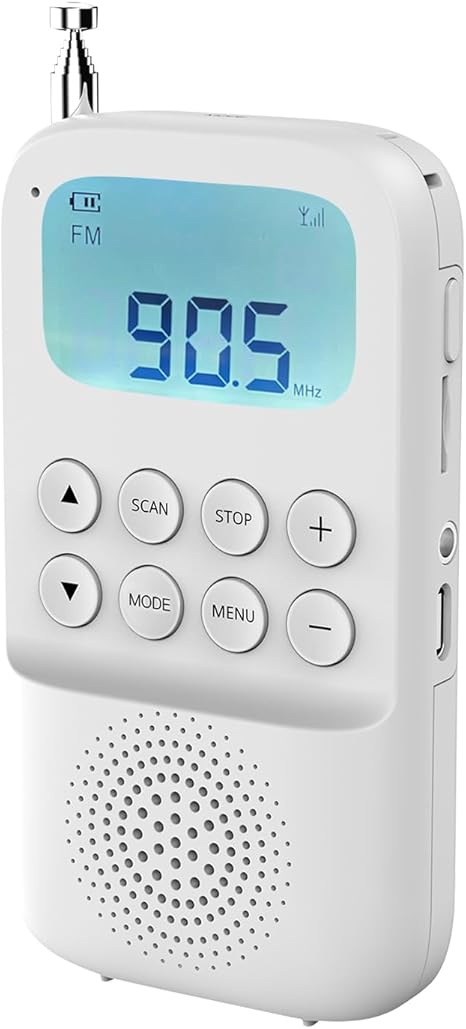 Digital AM FM Walkman Radio with Bluetooth, Portable Rechargeable Transistor Radio with Alarm Clock, Build-in Loud Speaker and Earphone Jack, Support TF Card Play and Record