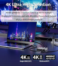 Load image into Gallery viewer, SWITCHFLUX USB C to 3 × HDMI Adapter |4K60Hz HDMI Splitter Extended Display 1 in 3 Out MST Hub with 100W PD for Multiple Monitors Converter Compatible with Laptop,PC,USB-C Graphics Card
