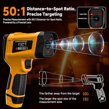 Load image into Gallery viewer, SURPEER Industrial Infrared Thermometer Gun, 50:1 D:S Ratio, -58°F-3992°F, Triple Laser, High Precision Temp Gun for Kiln, Engine, HVAC, BBQ, Industrial Inspection
