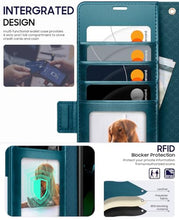 Load image into Gallery viewer, Z Fold 7 Wallet Case with S Pen Holder, RFID PU Leather Cover Blue
