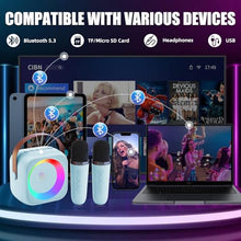 Load image into Gallery viewer, ZERFUN Mini Karaoke Machine for Kids Adults, Karaoke Microphone Wireless Microphones Rechargeable with Bluetooth Speaker, Girls Boys Kids Birthday Christmas Toys Gifts Presents, Blue
