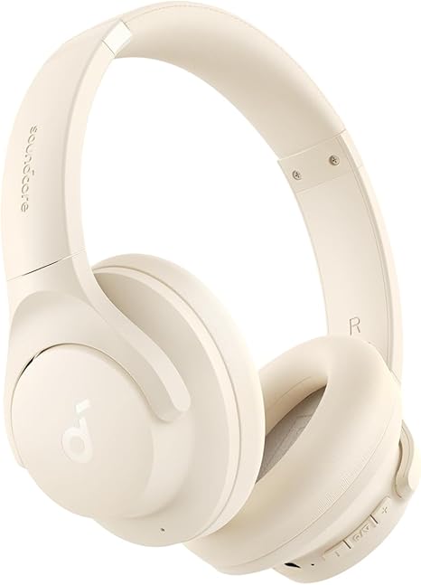 Soundcore by Anker Q20i Hybrid Active Noise Cancelling Headphones, Wireless Over-Ear Bluetooth, 40H Long ANC Playtime, Hi-Res Audio, Big Bass, Customize via an App, Transparency Mode (White) (Renewed)