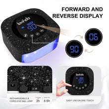 Load image into Gallery viewer, Lavinda 54W UV Nail Lamp, UV Light for Gel Nails, Cordless Rechargeable UV LED Nail Lamp Nail Light with 4 Timer and LCD Display, Professional Fast Curing Lamp Nail Dryer with Black Rhinestone
