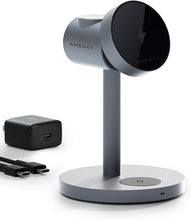 Load image into Gallery viewer, MagFusion 3-in-1 Charging Station Compatible with MagSafe, Charger Stand Qi2 Certified 15W Wireless Charger, for iPhone 16/15/14/13/12, Apple Watch, AirPods(30W PD Charger Included)
