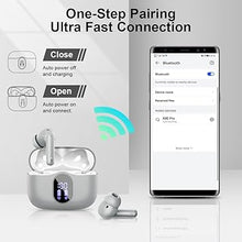 Load image into Gallery viewer, Wireless Earbuds Bluetooth 5.3 Headphones Bass Stereo Ear Buds with Noise Cancelling Mic LED Display in Ear Earphones IP7 Waterproof 36H Playtime for Laptop Pad Phones Sports Workout Grey
