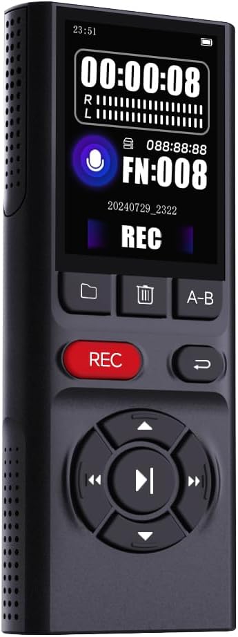 64GB Professional Digital Voice Recorder with Playback: High-Capacity Voice Activated Recording Device, 2-Inch Screen, Extended Battery Life - Reliable for Meetings and Lectures