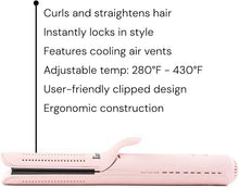 Load image into Gallery viewer, L&#39;ANGE HAIR Le Duo Standard 360° Airflow Styler | 2-in-1 Curling Wand &amp; Titanium Flat Iron Hair Straightener | Professional Hair Curler with Cooling Air Vents | Dual Voltage &amp; Adjustable Temp (Blush)
