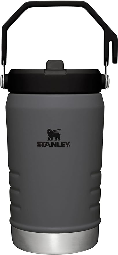 Stanley IceFlow Stainless Steel Water Jug with Straw, Vacuum Insulated Water Bottle for Home and Office, Reusable Tumbler with Straw Leak Resistant Flip, Charcoal, 40OZ