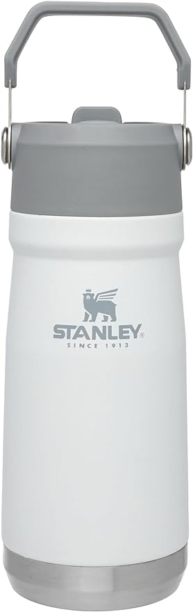 Stanley IceFlow Stainless Steel Water Jug with Straw, Vacuum Insulated Water Bottle for Home and Office, Reusable Tumbler with Straw Leak Resistant Flip, Polar, 17 OZ