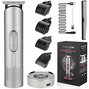 PRITECH Hair Trimmer for Men, Rechargeable Hair Clippers, Beard Trimmer, Home Haircut Kit, Cordless Barber Grooming Sets, Waterproof Body Trimmer, Groin Hair Trimmer, Nebula Gray