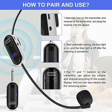 Load image into Gallery viewer, UHF Wireless Headset Microphone System: Mic Headset - LED Digital Display, Head Handheld Mic 2 in 1, Working Time 6H, 165 ft Range Mic for Voice Amplifier, Tour Guide, Teaching, Fitness, PA System
