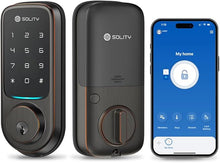 Load image into Gallery viewer, Solity No-Hub Smart Digital Door Lock, Designed in Korea, Keyless Entry, Wi-Fi, Remote Control, Touchscreen Keypad, Auto Lock, IP54 Waterproof, Oil Rubbed Bronze GT10K
