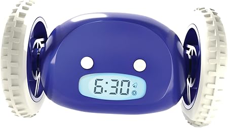 CLOCKY Extra Super Loud Alarm Clock for Heavy Sleepers Adults Kids Teens Bedroom, Move Jump Roll Run Away Easy to Set Smart Digital Alarm Clock on Wheels -Funny Gag Gift (Navy)