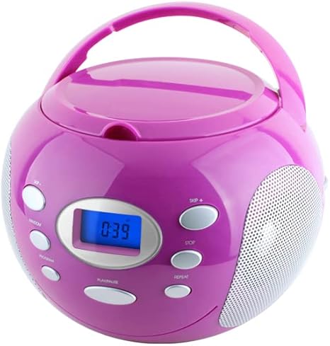 HANNLOMAX HX-305CD Portable CD Boombox, PLL FM Radio, Bluetooth, LCD Dislay with Backlight, Aux-in, AC/DC Dual Power Source (Purple)