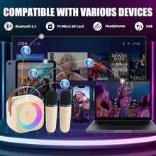 Load image into Gallery viewer, ZERFUN Mini Karaoke Machine Microphone for Kids Adults, Wireless Microphones Rechargeable with Bluetooth Speaker, Toys Gifts Presents for Girls Boys Toddler Birthday Christmas, Beige
