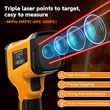 Load image into Gallery viewer, SURPEER Industrial Infrared Thermometer Gun, 50:1 D:S Ratio, -58°F-3992°F, Triple Laser, High Precision Temp Gun for Kiln, Engine, HVAC, BBQ, Industrial Inspection
