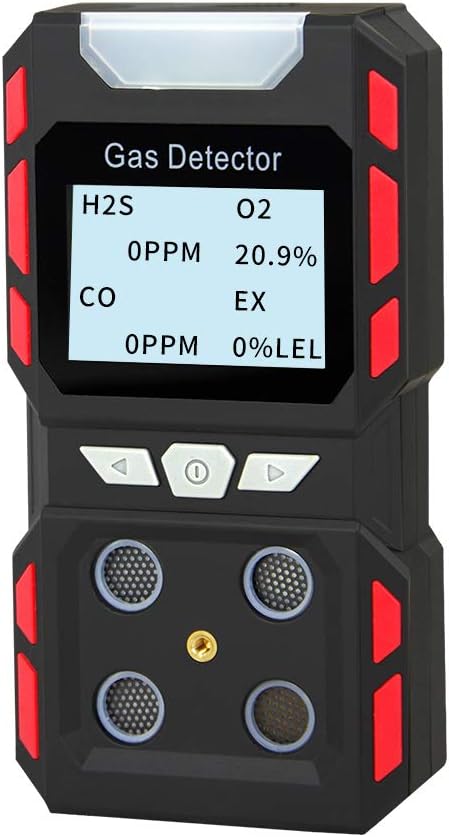 AirRadio 4-Explosive-Gas Detector H2S,O2,CO,EX Gas Sensor Sniffer BX-020 Combustible Gas Detector Tester for Propane/Methane/Natural Gas/Carbon Monoxide/Hydrogen Sulfide, Black