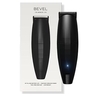 Bevel Beard Travel Trimmer SE for Men - Lightweight Cordless Mustache Trimmer, 4 Hour Rechargeable Battery Life, Tool Free Adjustable Zero Gapped Blade, Barber Supplies, Black (Packaging May Vary)