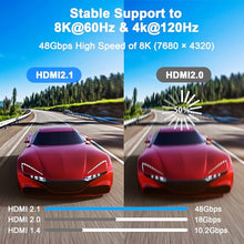 Load image into Gallery viewer, jojobnj HDMI Cable 6FT 2-Pack, 48Gbps 8K@60Hz 4K@120Hz, HDCP 2.2 &amp; 2.3, DTS:X, HDR 10 Compatible with Roku TV/eARC/3D/PS5/HDTV/Laptop/Blu-ray High Speed HDMI Cable(Gold)

