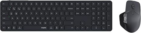 Rapoo 9560M Wireless Keyboard and Mouse Combo, Blade-Series E9550L 110-Key Ultra-Thin Keyboard and MT760SE Wireless Mouse, Support 4 Devices, Quiet, USB-C, Rechargeable, for Windows/Mac/Linux/Chrome