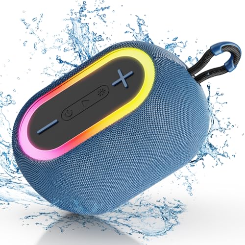 HWWR Portable Bluetooth Speaker, 360° Stereo Sound Loud Wireless Speaker, 24H Playtime, IPX7 Waterproof, Bluetooth 5.3, TWS Pairing, RGB Lights, Portable Speakers for Outdoor Camping Hiking Party