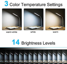 Load image into Gallery viewer, RAOYI LED Desk Lamp, 5W USB Clip on Light Eye-Caring Reading Clamp Table Lamp with 48 LEDs Flexible Gooseneck, 3 Color Modes and 14 Brightness Levels for Office Bedroom Study (Black)
