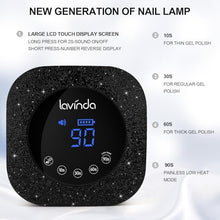 Load image into Gallery viewer, Lavinda 54W UV Nail Lamp, UV Light for Gel Nails, Cordless Rechargeable UV LED Nail Lamp Nail Light with 4 Timer and LCD Display, Professional Fast Curing Lamp Nail Dryer with Black Rhinestone

