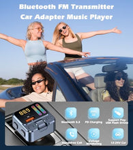 Load image into Gallery viewer, Bluetooth 5.3 Car Adapter with FM Transmitter &amp; 42W PD Fast Charging, Wireless AUX/USB Music Receiver, Hands-Free Calls, Beat Sync LED Lights for Car Stereo, Compatible with All 12V-24V Vehicles
