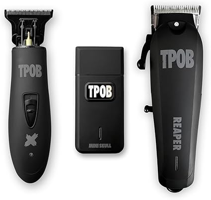 TPOB Slime 2 Black Clipper Trimmer Shaver Set Barber Hair Clippers for Men 6800 RPM with Rubber Case