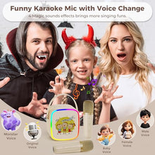 Load image into Gallery viewer, HWWR Karaoke Machine for Kids, Mini Karaoke Machine with 2 Microphones &amp; LED Lights for Home Party, Toys for Girls Boys, Family Easter Christmas Birthday Gift for Kids 4 5 6 7 8 9 10 11 12+ Years Old
