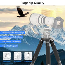 Load image into Gallery viewer, 63&quot; Carbon Fiber Tripod for Camera Heavy Duty Tripod WEYLLAN NX9 40mm Leg 10 layer Carbon Tripod Professional Camera Stand with 75mm Bowl Adapter for Zoom Lens, Bird Photography, DSLR, Load 88lbs/40kg
