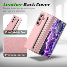 Load image into Gallery viewer, Hovisi for Samsung Galaxy Z Fold 7 Case with [S Pen] [with Hinge Protective &amp; Screen Protector] Leather Back Case, Protective Phone Case for Samsung Galaxy Z Fold 7 5G Phone Case with S Pen Pink
