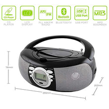 Load image into Gallery viewer, HANNLOMAX HX-321CD Portable CD/MP3 Boombox, AM/FM Radio, Bluetooth, USB Port for MP3 Playback, Aux-in, LCD Display, AC/DC Dual Power Source. (Black)
