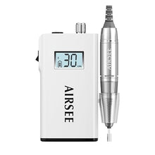 Load image into Gallery viewer, AIRSEE Rechargeable 30000RPM Electric Nail Drill Professional Portable E File Machine for Acrylic Nail Natural Extension Gel Nails Polish Cuticle, Cordless High Speed for Salon Home Use E8 White
