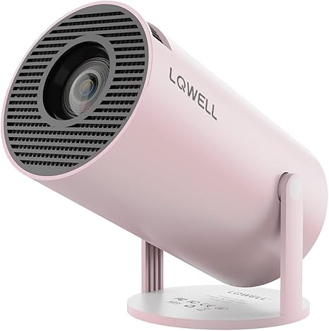 LQWELL® Projector, Mini Projector, Supports 5G Wifi & BT5.0, Automatic Keystone, 220 Degree Angle, 130 Inch Display for Phone/PC/Lap/Xbox/Stick, 4K Home Cinema Projector, Pink (No Android OS)