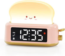 Load image into Gallery viewer, Alarm Clock for Kids, Digital Alarm Clock for Bedrooms, Cute Toast Alarm Clock with Night Light, Timer, Snooze, Adjustable Brightness, Toddler Clock Bedside, Ideal Gifts for Kids Teens Girls
