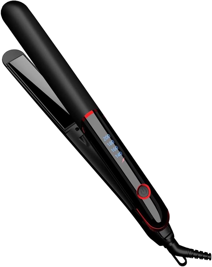 1 Inch Anti Static Flat Iron Travel Straightener with Floating Ceramic Plates and Digital Controls Hair Straightener for Your Friend Or Your Family as a Gift (Black)