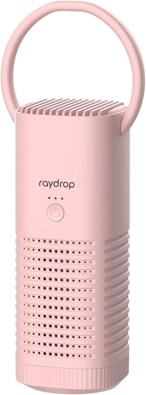 raydrop Portable Mini Air Purifier, Cordless Small HEPA Air Purifier, Personal Desk Air Purifier for Car Travel Bedroom Office Room Dorm, Rechargeable, Aromatherapy (Pink)