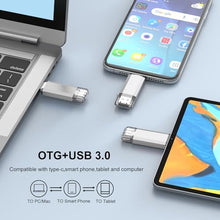 Load image into Gallery viewer, RAOYI 128GB USB C Flash Drive, 2 in 1 USB 3.0 Type C Dual OTG Metal Thumb Drive Jump Drive Memory Stick with Keychain Suitable for USB-C Smartphones, MacBook, Computers and Tablets (Silver)
