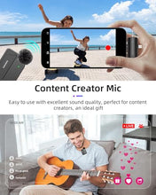 Load image into Gallery viewer, KOSCHEAL 2 Pack Mini Microphone, 3 in 1 Wireless Microphone for iPhone iPad, Camera and Android Devices with Noise Cancellation,Lapel Mic for Video Recording Vlog, YouTube, Interview
