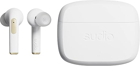 Sudio N2 Pro True Wireless Bluetooth in-Ear Earbuds with ANC - Multipoint Connection, IPX4 Water Resistant, USB-C and Wireless Charging, Microphone, 30h Play Time with Charging Case (White)